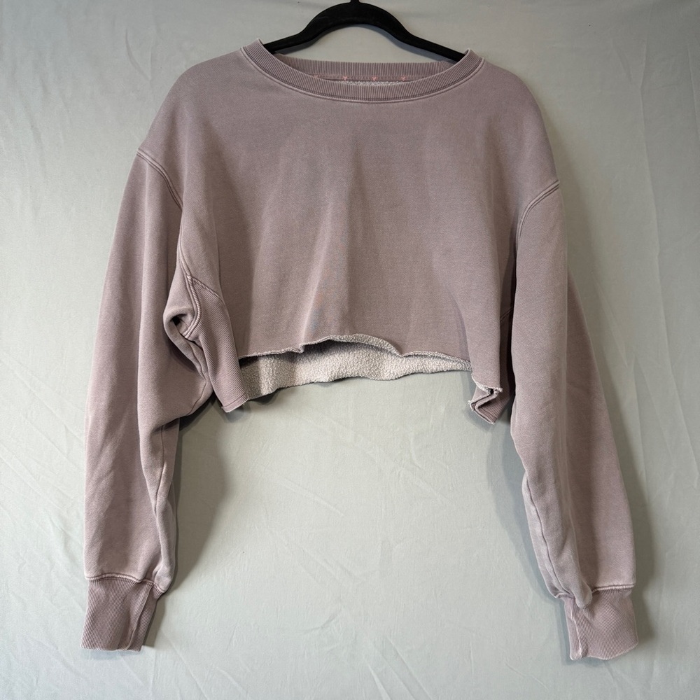 TNA Aritzia Womens Cropped Sweatshirt Size 2 Purple Oversized Cozy Athleisure